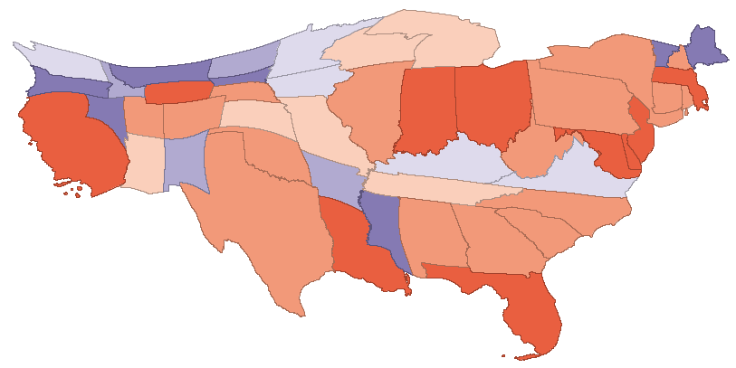 State CO2 emissions cartogram